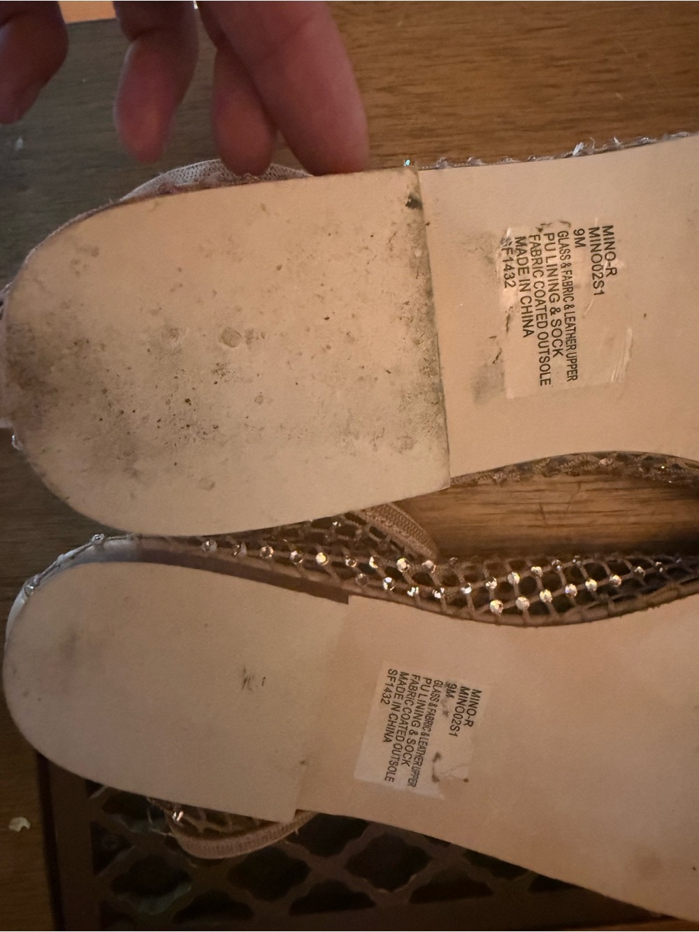 Steve Madden Rose Gold Mesh Rhinestone Flat Sandals - Picture 5 of 6